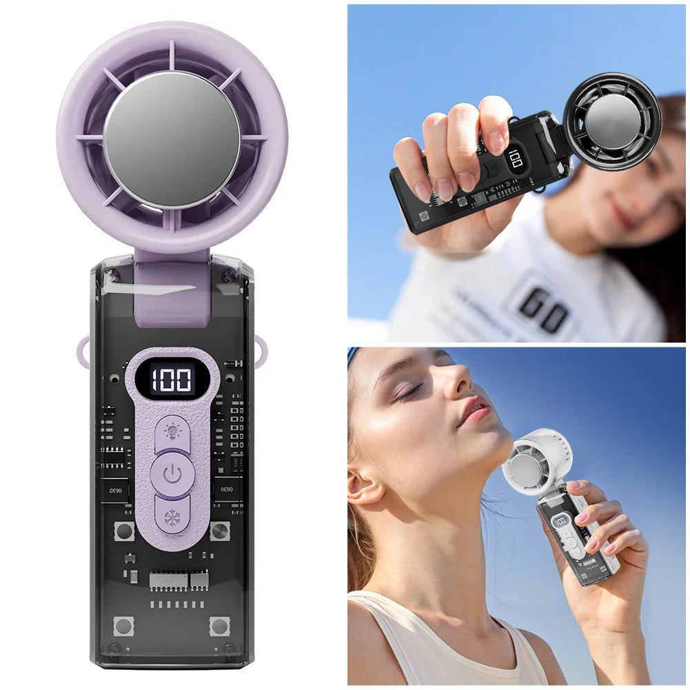 Handheld Misting Fan Rechargeable Foldable Adjustable Speed