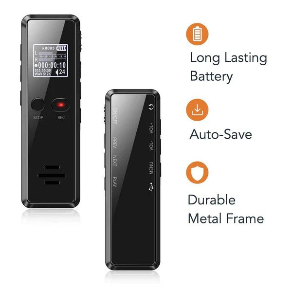 Handheld Recorder Voice-Activated & Noise-Cancelling 35 Hour Battery