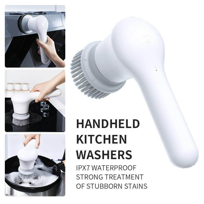Handheld Scrubber Cordless Waterproof Interchangeable Brushes