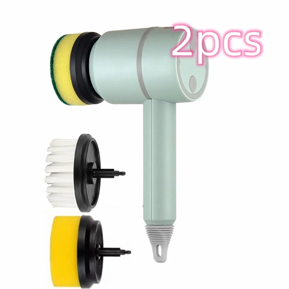 Handheld Scrubber USB Rechargeable Interchangeable Brush Heads