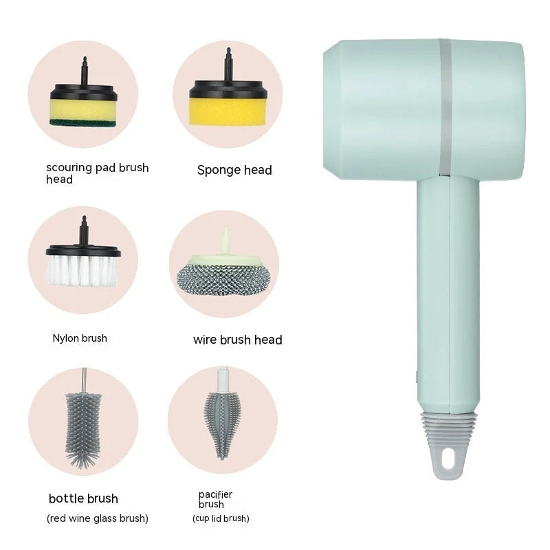 Handheld Scrubber USB Rechargeable Interchangeable Brush Heads