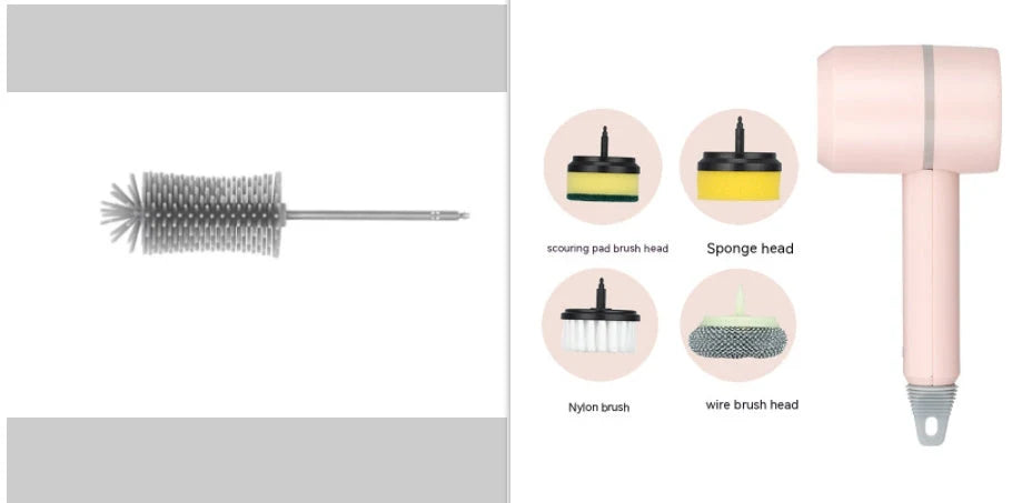 Handheld Scrubber USB Rechargeable Interchangeable Brush Heads