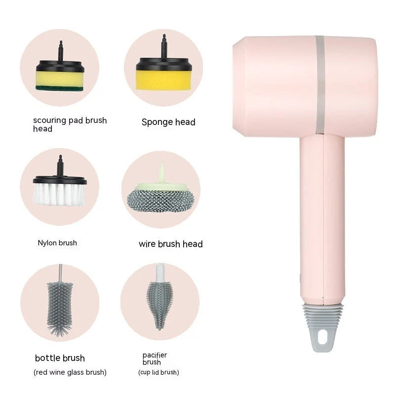 Handheld Scrubber USB Rechargeable Interchangeable Brush Heads