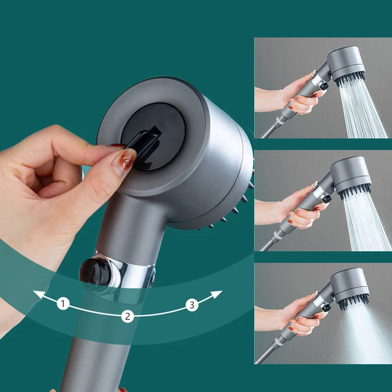Handheld Shower Head 3 Spray Modes Water-Saving Universal Connection