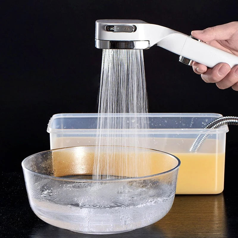 Handheld Shower Head On-Off Button & Four Spray Modes