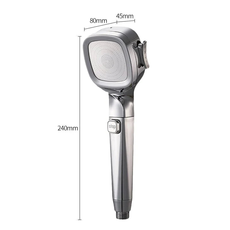 Handheld Shower Head On-Off Button & Four Spray Modes