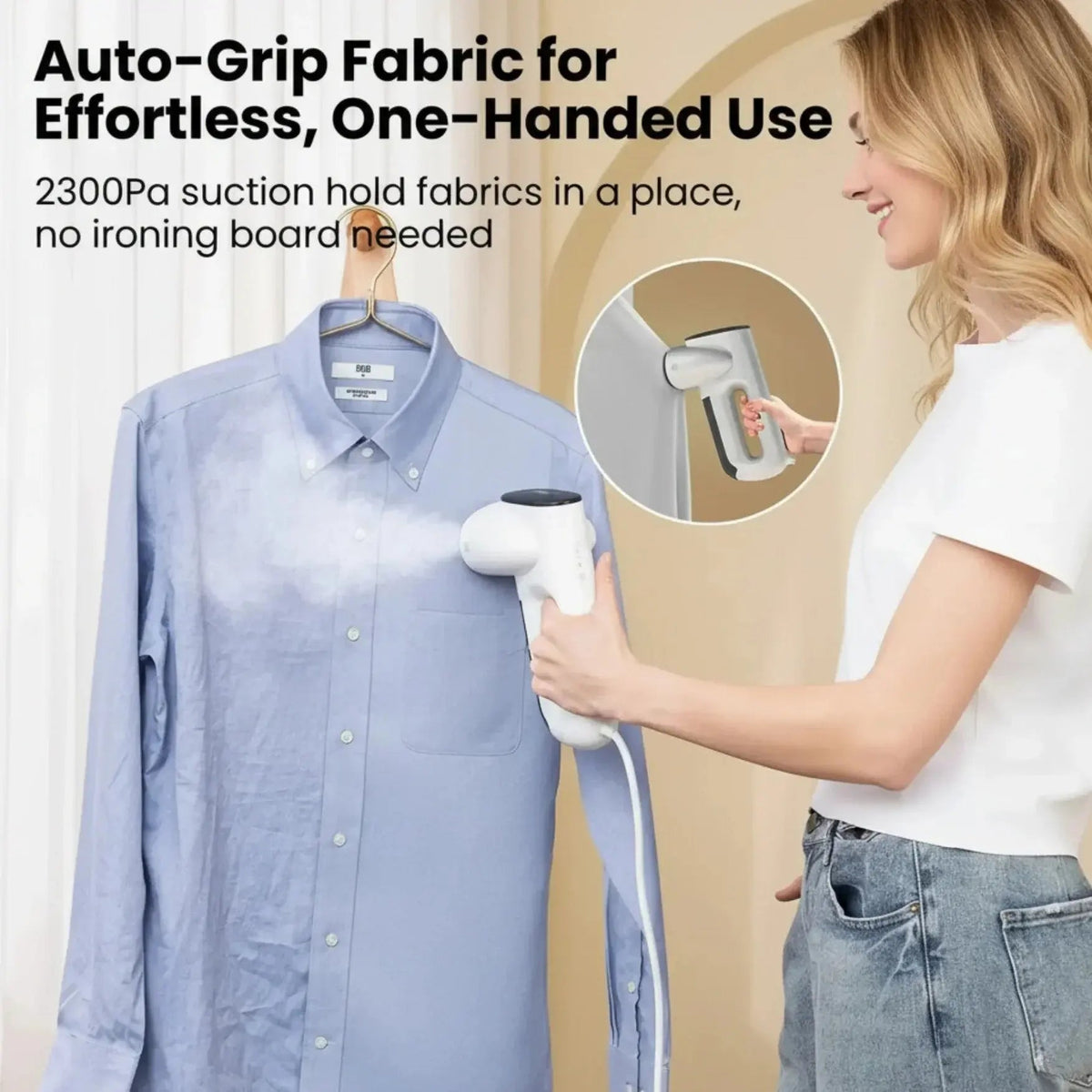 Handheld Steamer Automatic Fabric Grip Instant Dry