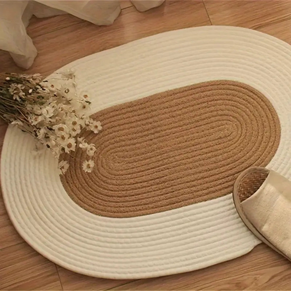 Handmade Braided Hemp Oval Floor Rug (25.5 x 18 in)