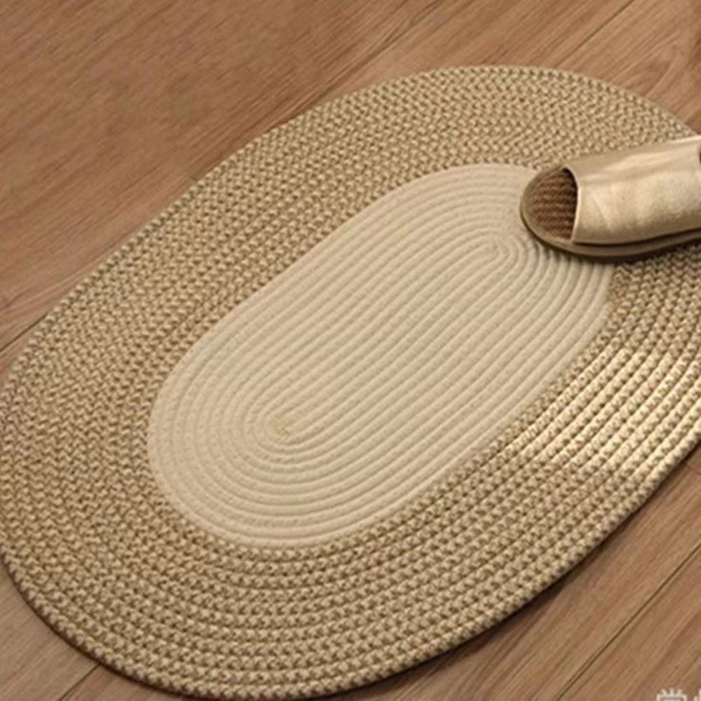 Handmade Braided Hemp Oval Floor Rug (25.5 x 18 in)