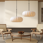 Handmade Silk Drum Pendant Light (Adjustable Height)