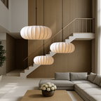 Handmade Silk Drum Pendant Light (Adjustable Height)