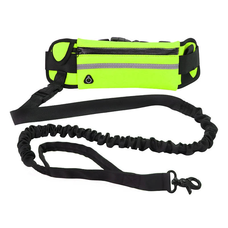 Hands-Free Dog Leash Adjustable Bungee Waist Strap Waterproof Pocket