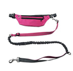 Hands-Free Dog Leash Elastic Shock-Absorbing Waist Belt Pouch Reflective