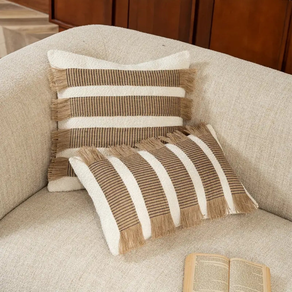 Handwoven Bohemian Stripe Cushion Cover (Concealed Zip)