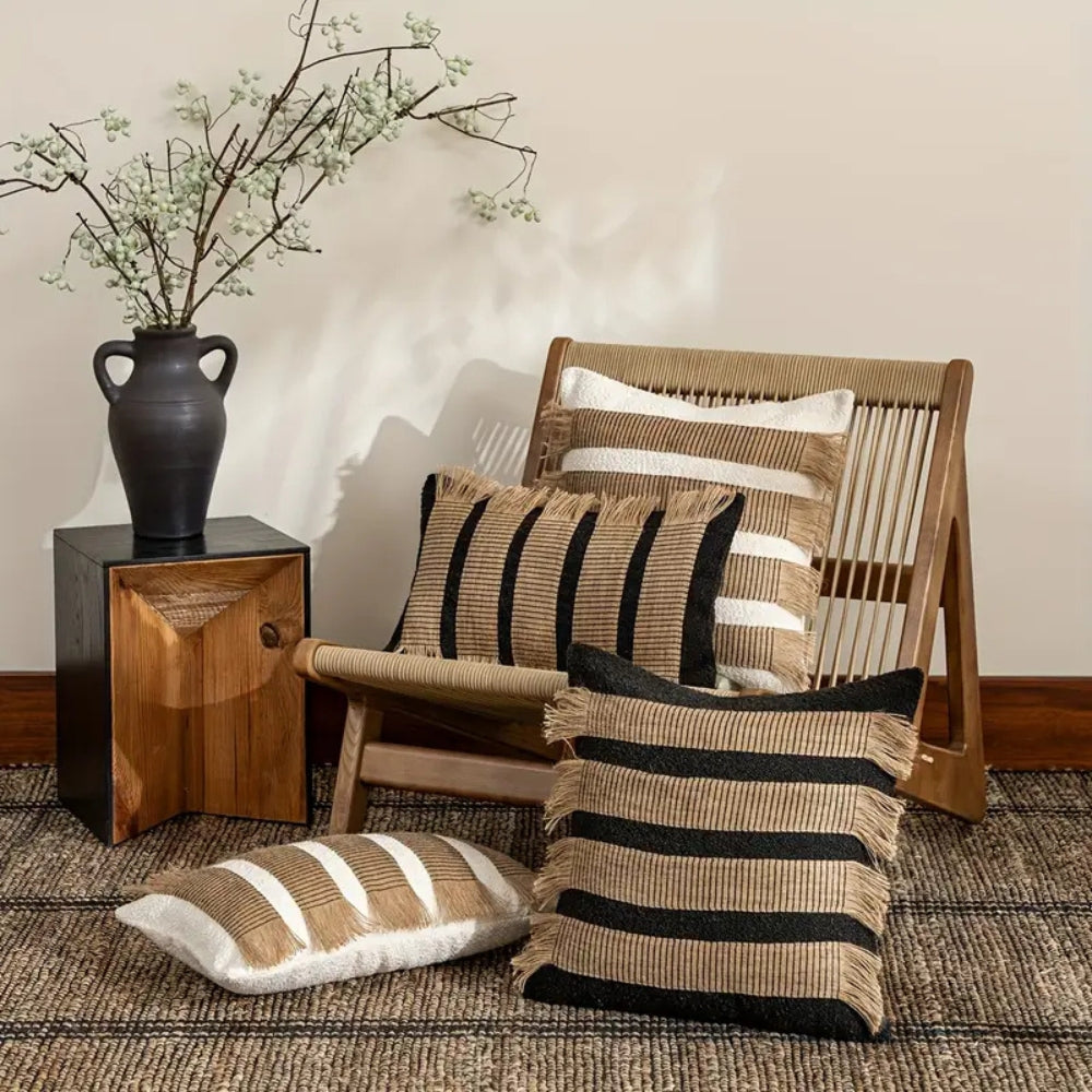 Handwoven Bohemian Stripe Cushion Cover (Concealed Zip)