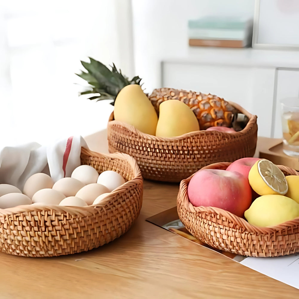 Handwoven Rattan Fruit & Bread Basket (Multiple Sizes)