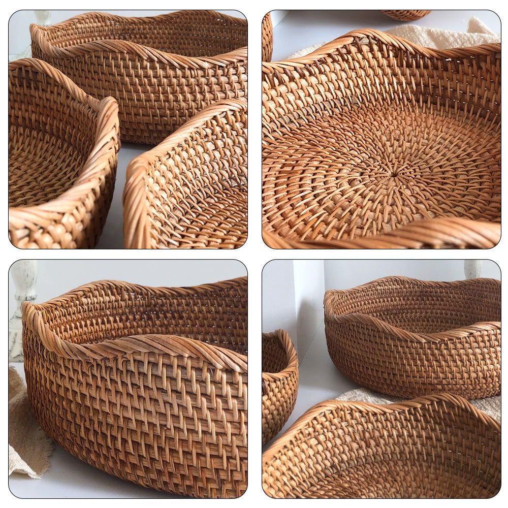 Handwoven Rattan Fruit & Bread Basket (Multiple Sizes)