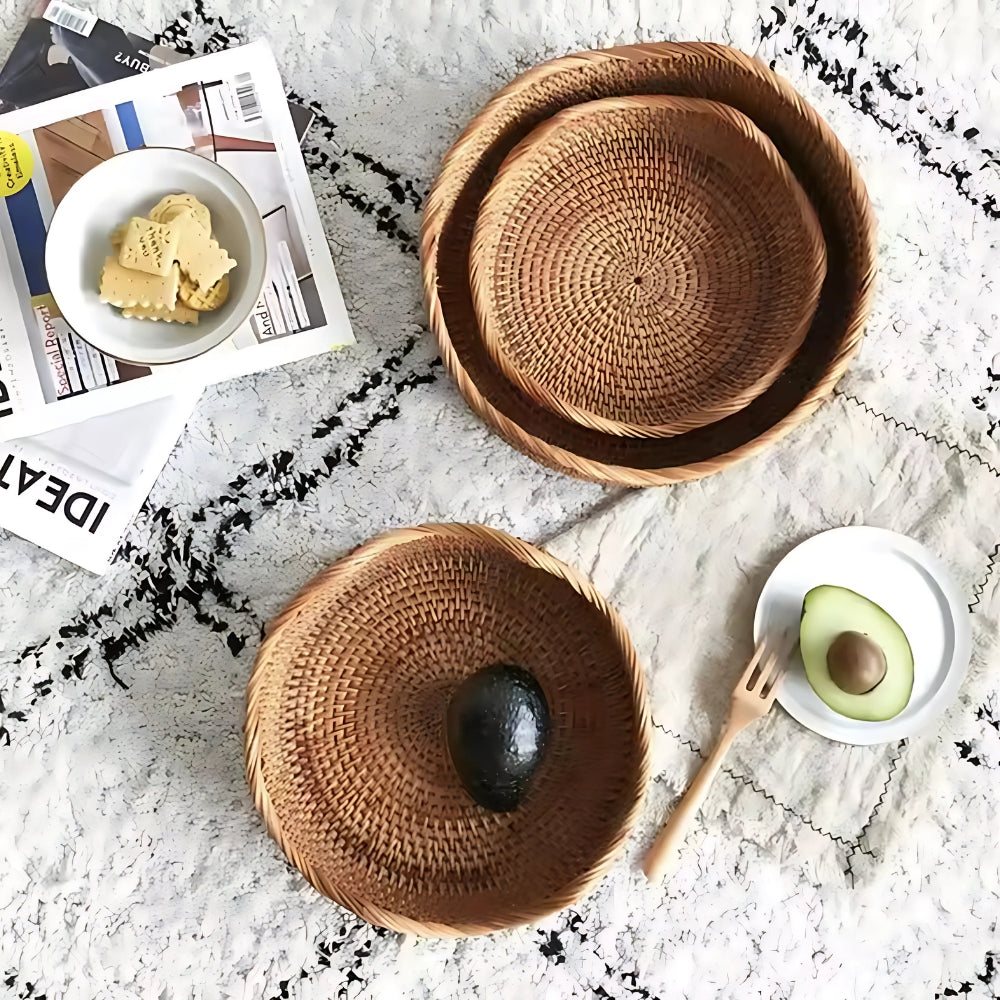 Handwoven Rattan Fruit & Bread Basket (Multiple Sizes)