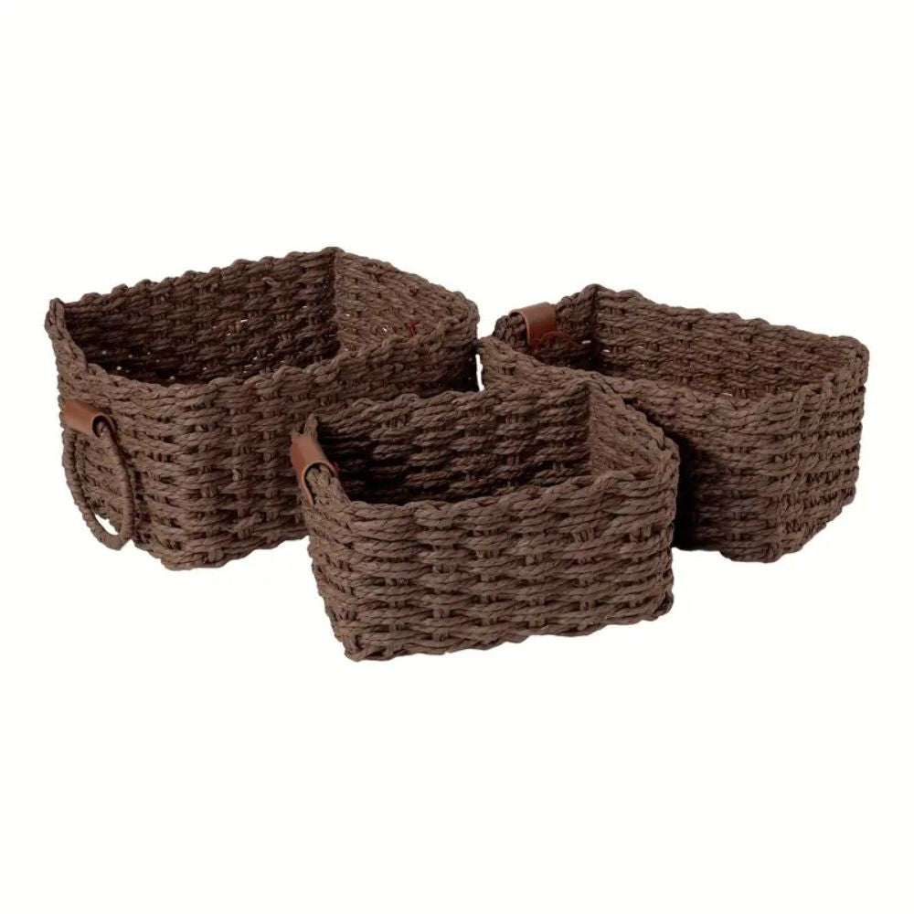 Handwoven Rattan Storage Baskets (Set of 3)