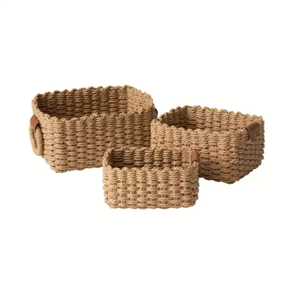 Handwoven Rattan Storage Baskets (Set of 3)