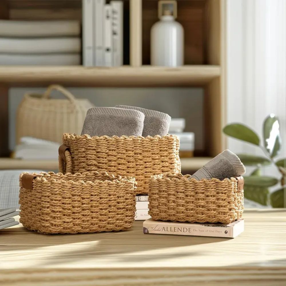 Handwoven Rattan Storage Baskets (Set of 3)