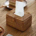 Handwoven Rattan Tissue Holder (Lid Cutout & Loop Closure)