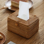 Handwoven Rattan Tissue Holder (Lid Cutout & Loop Closure)