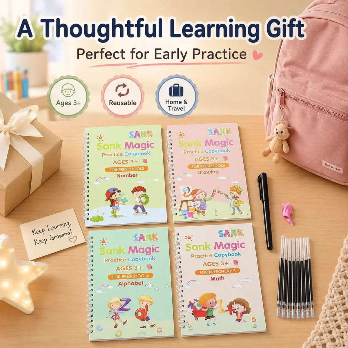 Handwriting Practice Notebook Set Reusable Tracing Pen & Refills
