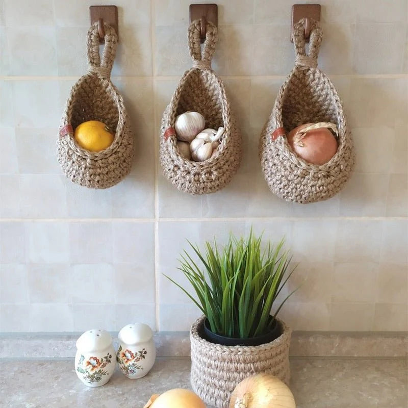 Hanging Basket Handmade Hemp Rope Open Woven