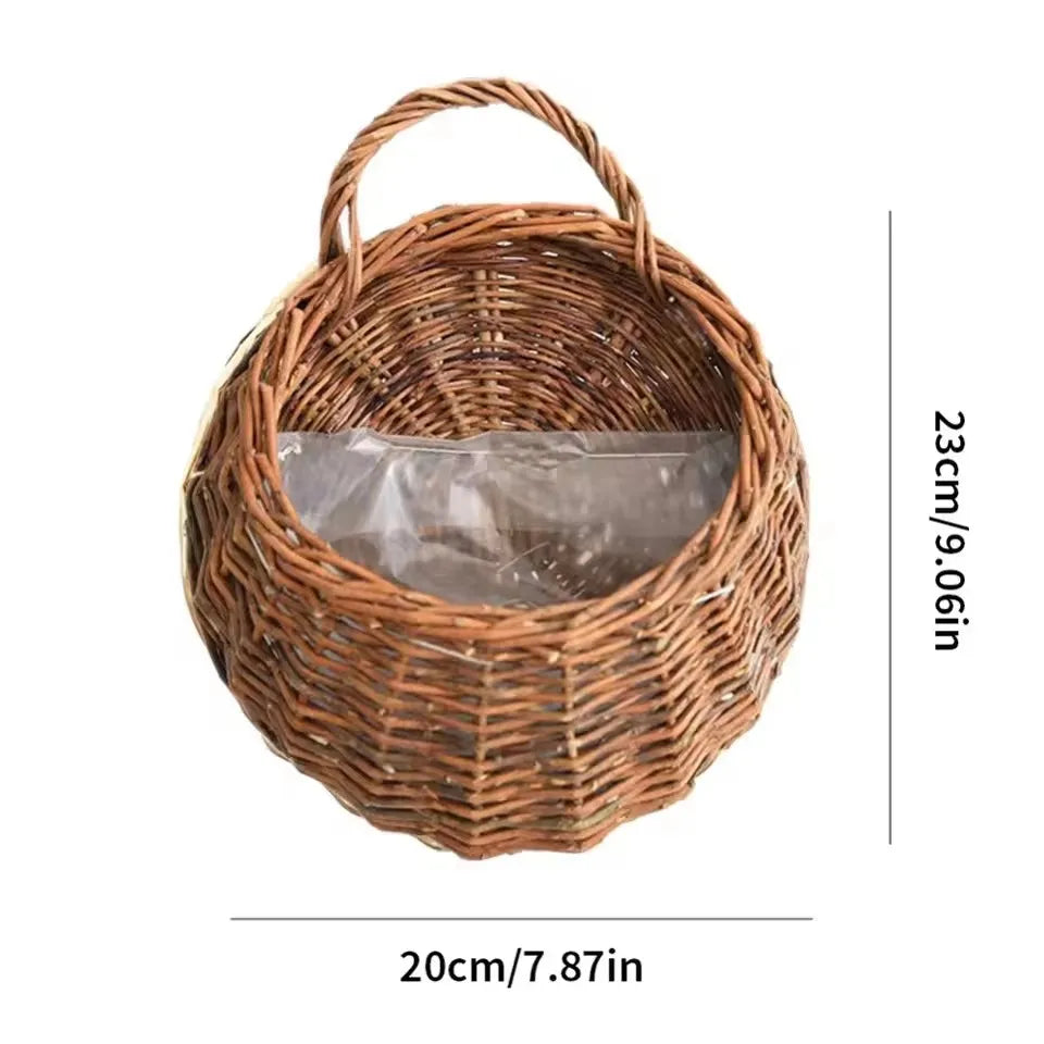 Hanging Basket Handmade Rattan Water-Resistant Lining Three Sizes