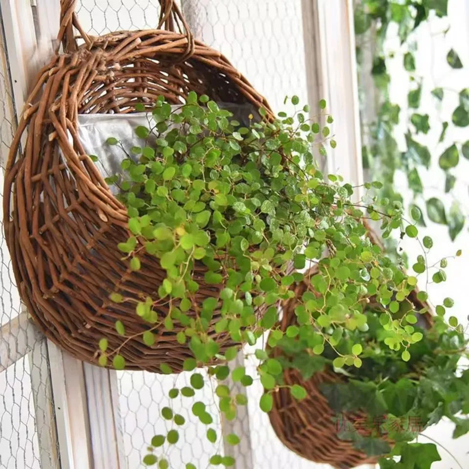 Hanging Basket Handmade Rattan Water-Resistant Lining Three Sizes