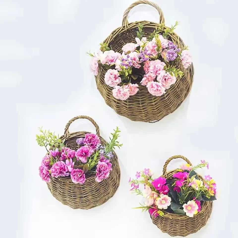 Hanging Basket Handmade Rattan Water-Resistant Lining Three Sizes
