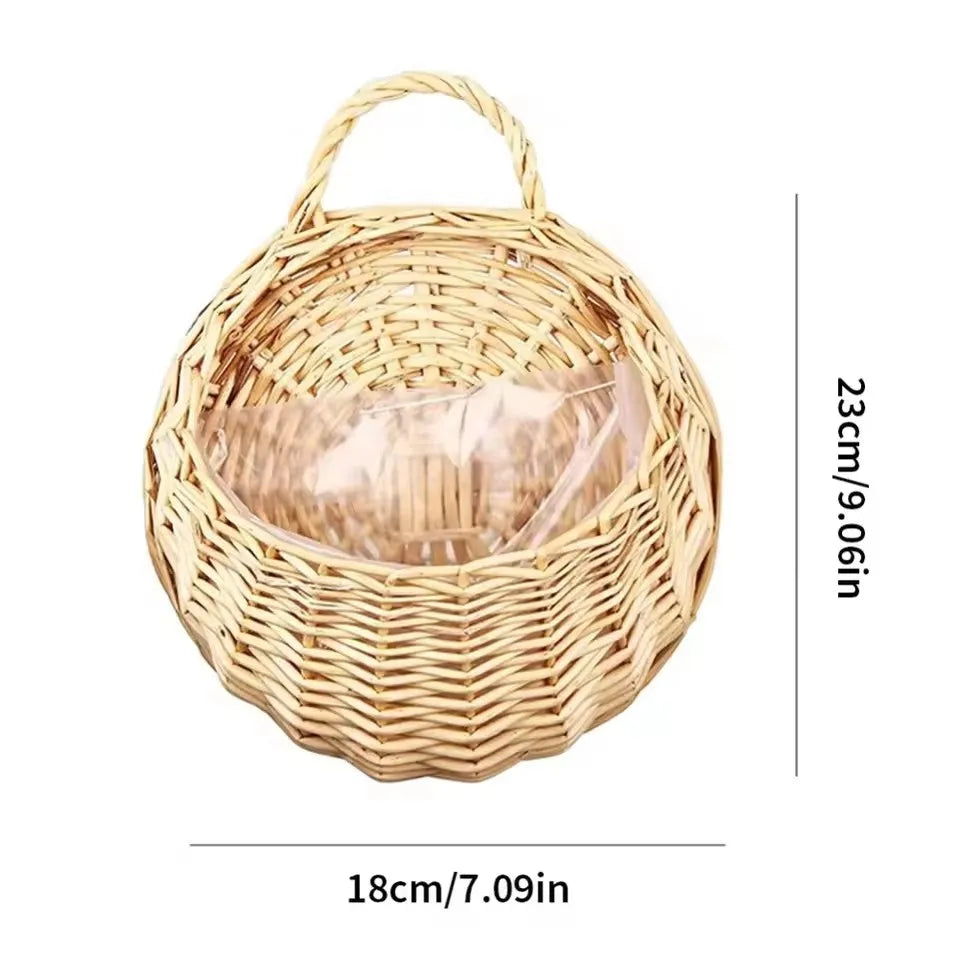 Hanging Basket Handmade Rattan Water-Resistant Lining Three Sizes