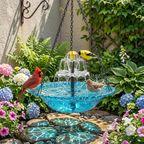 Hanging Bird Bath Solar-Powered 9.5 Inch Bowl