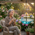 Hanging Bird Bath Solar-Powered 9.5 Inch Bowl