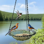 Hanging Bird Feeder Double-Bowl Weather-Resistant Chain Included