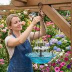 Hanging Birdbath Fountain Solar-Powered Two-Level Glass Bowl & Metal Chain