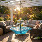 Hanging Birdbath Fountain Solar-Powered Two-Level Glass Bowl & Metal Chain