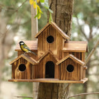 Hanging Birdhouse Solid Wood 6-Hole Easy Hang