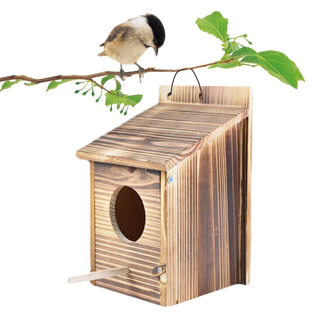 Hanging Birdhouse Solid Wood Side Cleaning Door