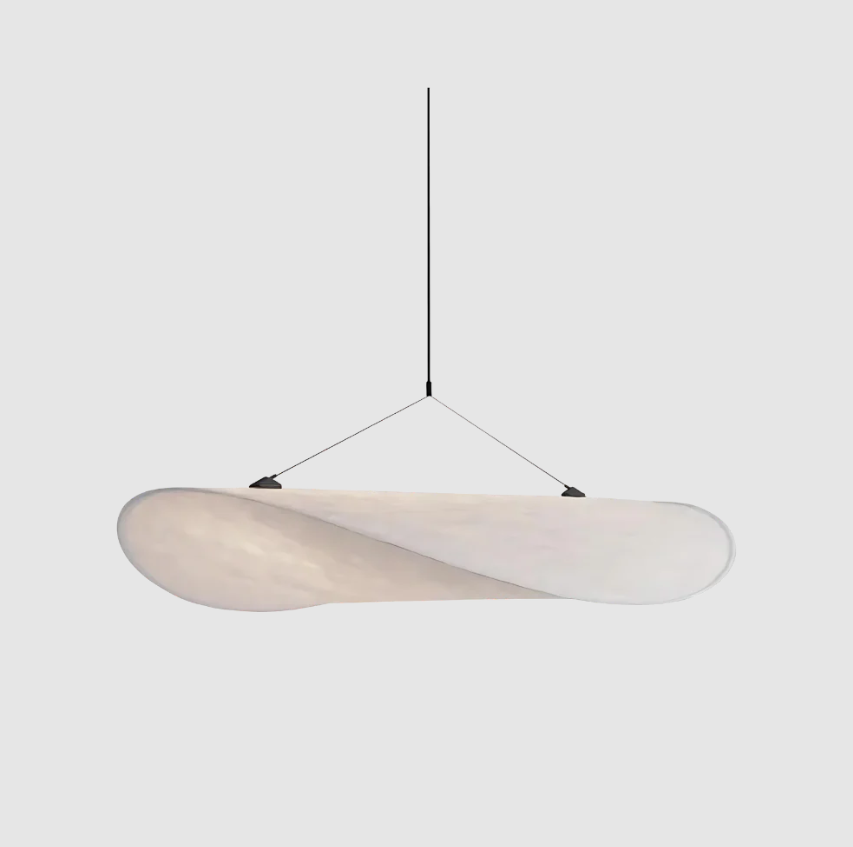 Hanging Chandelier Japandi Silk & Metal Soft Mood Lighting
