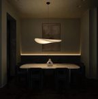 Hanging Chandelier Japandi Silk & Metal Soft Mood Lighting