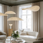 Hanging Chandelier Japandi Silk & Metal Soft Mood Lighting