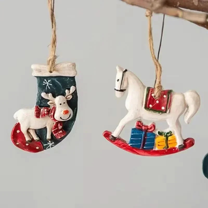 Hanging Christmas Stockings Moose & Tree Set of 2