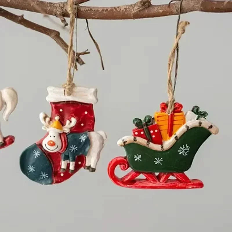 Hanging Christmas Stockings Moose & Tree Set of 2