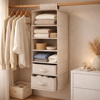 Hanging Closet Organizer Lightweight Fabric 3-5 Levels & Drawer