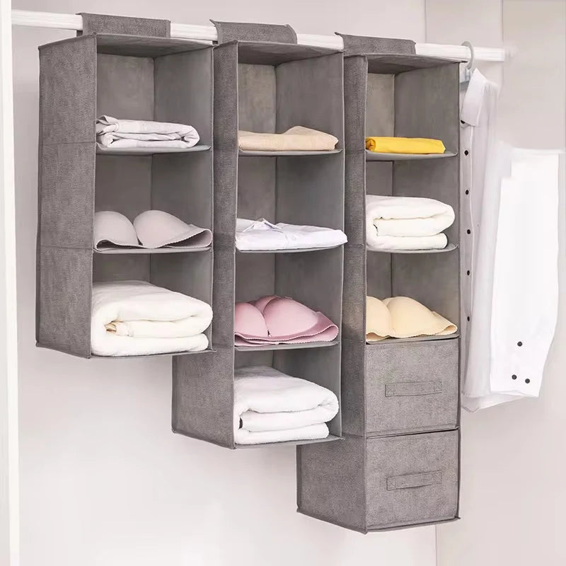 Hanging Closet Organizer Lightweight Fabric 3-5 Levels & Drawer
