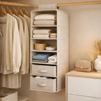 Hanging Closet Organizer Lightweight Fabric 3-5 Levels & Drawer