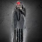 Hanging Decoration Hooded Skeleton Red LED Eyes