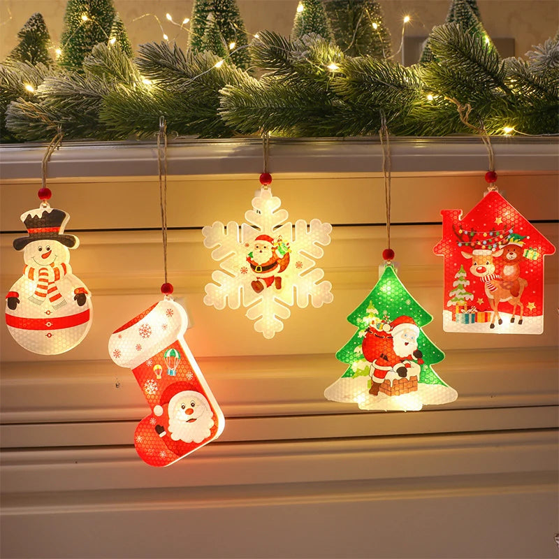 Hanging Decoration LED Snowflake Santa Motif